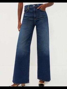 Citizens of Humanity Wide Leg Flare Jeans High Rise NWT Size 34 Dark Wash